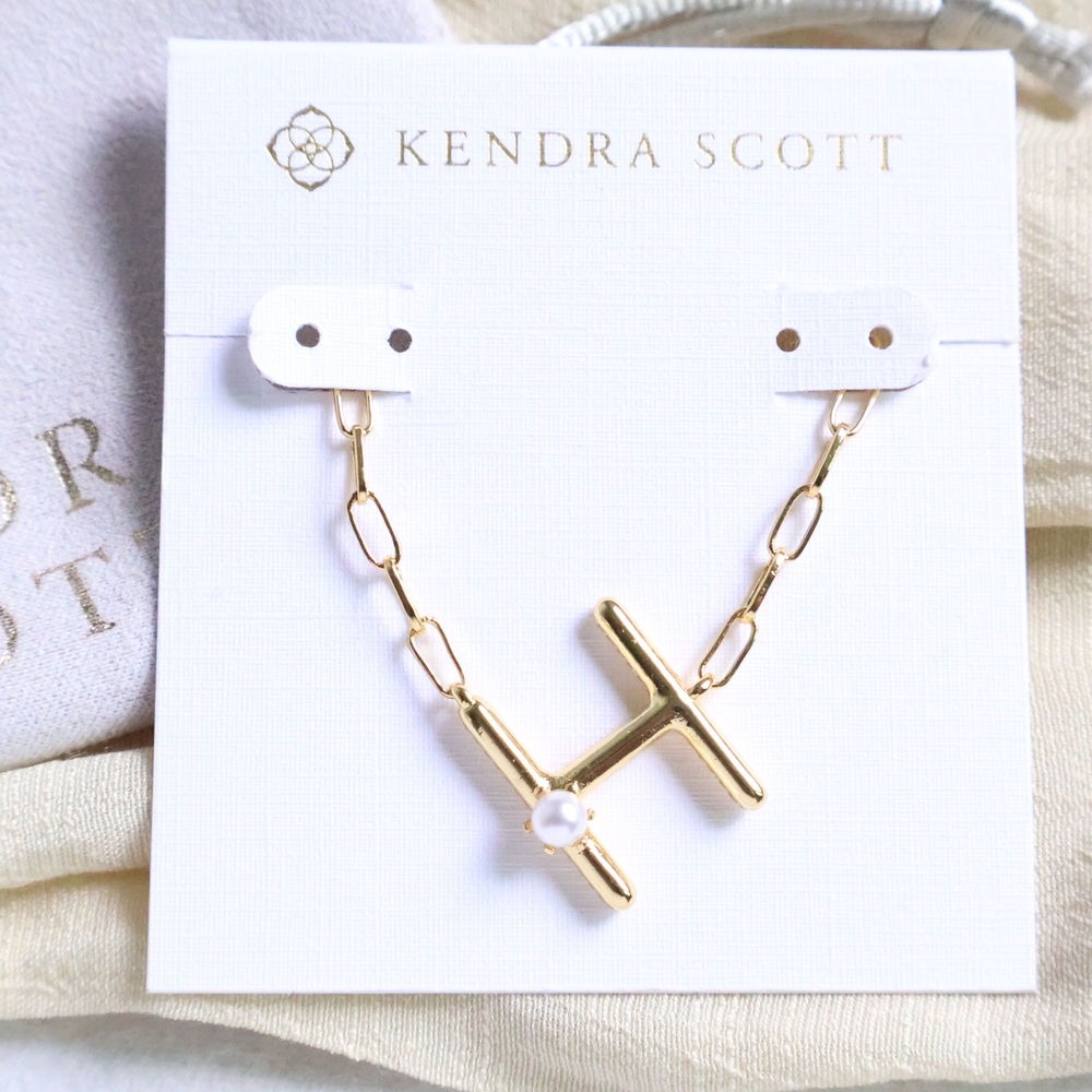 [Kendra Scott] Letter H Gold Freshwater Cultured Pearl Necklace